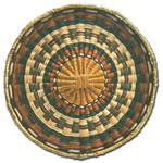 Round colorful woven basket